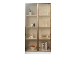 ModernLuxe Vitrina moderna com luzes LED em 16 cores - H 160 cm - 2 portas com prateleiras removíveis - Transparente