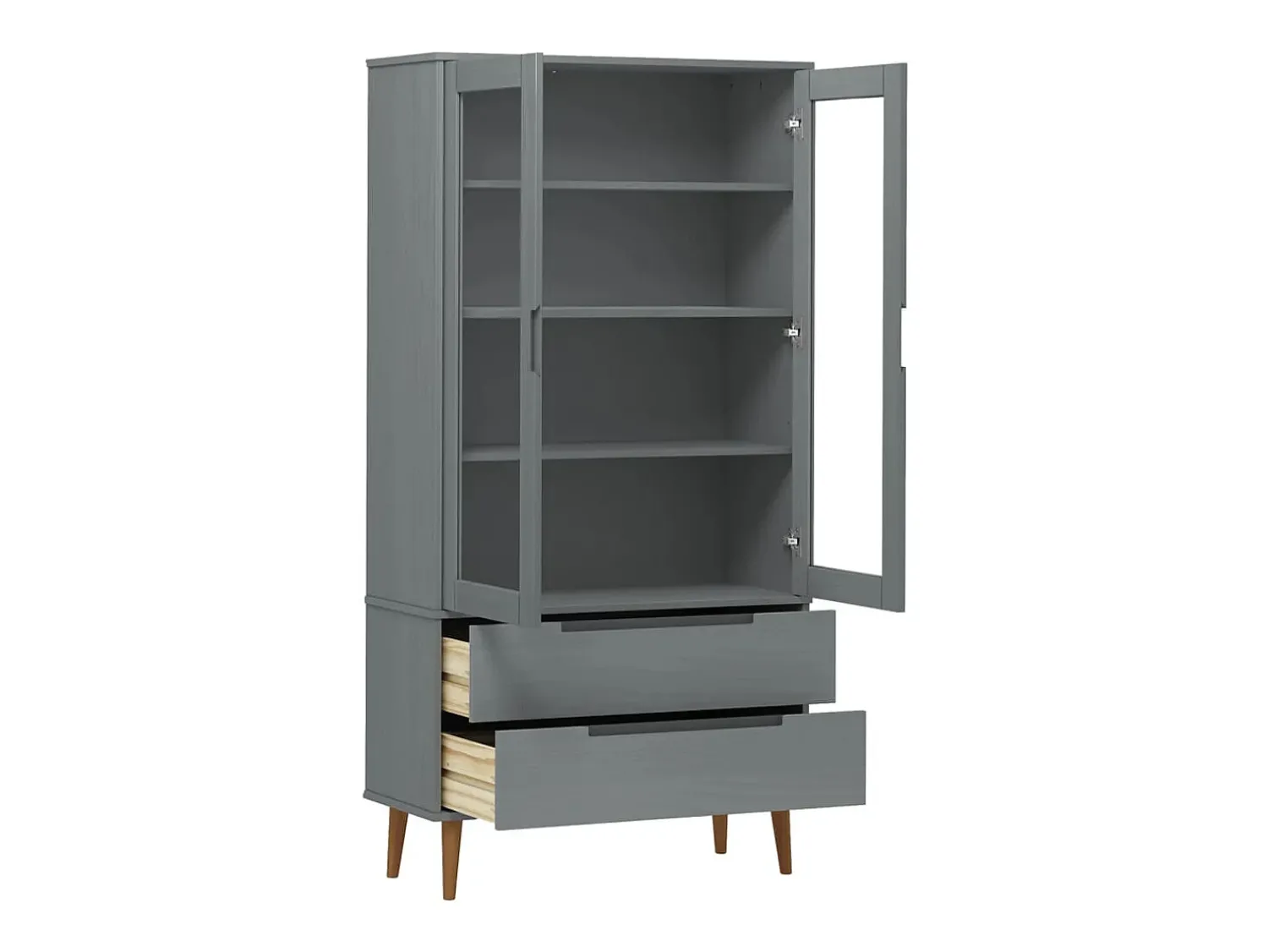 Vitrina* Vitrina MOLDE 90x35x175 cm pinho maciço cinza PT567837 Cinzento