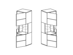 Clearance Petits-Meubles Vitrina mural de 1 porta com LED Jules Cinza e Madeira Cinzento