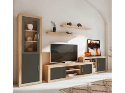 Hot duehome Vitrina Nuka 2 portas Cambria - Grafito Castanho