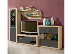 Hot duehome Vitrina Nuka 2 portas Cambria - Grafito Castanho