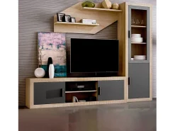 Hot duehome Vitrina Nuka 2 portas Cambria - Grafito Castanho