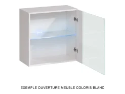 Price Factory Vitrina preta quadrada suspensa com 1 porta de vidro e iluminação LED inclusa. Coleção SWITCH.^ Vitrina