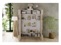 Outlet Meublorama Vitrina SCENA – L121 x A166 x P42 cm – 2 portas – Cor Caxemira Bege