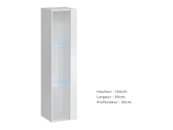 Vitrina|Price Factory Vitrina suspensa branca pequena com 1 porta de vidro e iluminação LED inclusa. Coleção SWITCH. Branco