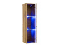 Price Factory Vitrina suspensa na cor carvalho, modelo pequeno, com 1 porta de vidro e iluminação LED inclusa. Coleção SWITCH.^ Vitrina