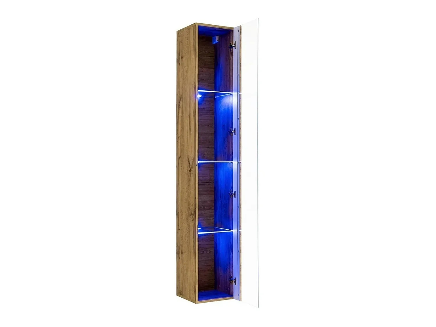 Vitrina|Price Factory Vitrina suspensa na cor carvalho Wotan com 1 porta de vidro e iluminação LED inclusa. Coleção SWITCH. Castanho