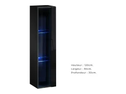 Price Factory Vitrina suspensa preta modelo pequeno com 1 porta de vidro e iluminação LED inclusa. Coleção SWITCH.^ Vitrina