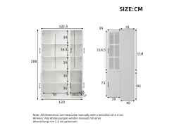 Vitrina*ModernLuxe Vitrina 121,5x41x200 cm - con iluminação LED - 6 portas - prateleiras ajustáveis - MDF - Branco