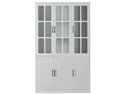 Vitrina*ModernLuxe Vitrina 121,5x41x200 cm - con iluminação LED - 6 portas - prateleiras ajustáveis - MDF - Branco