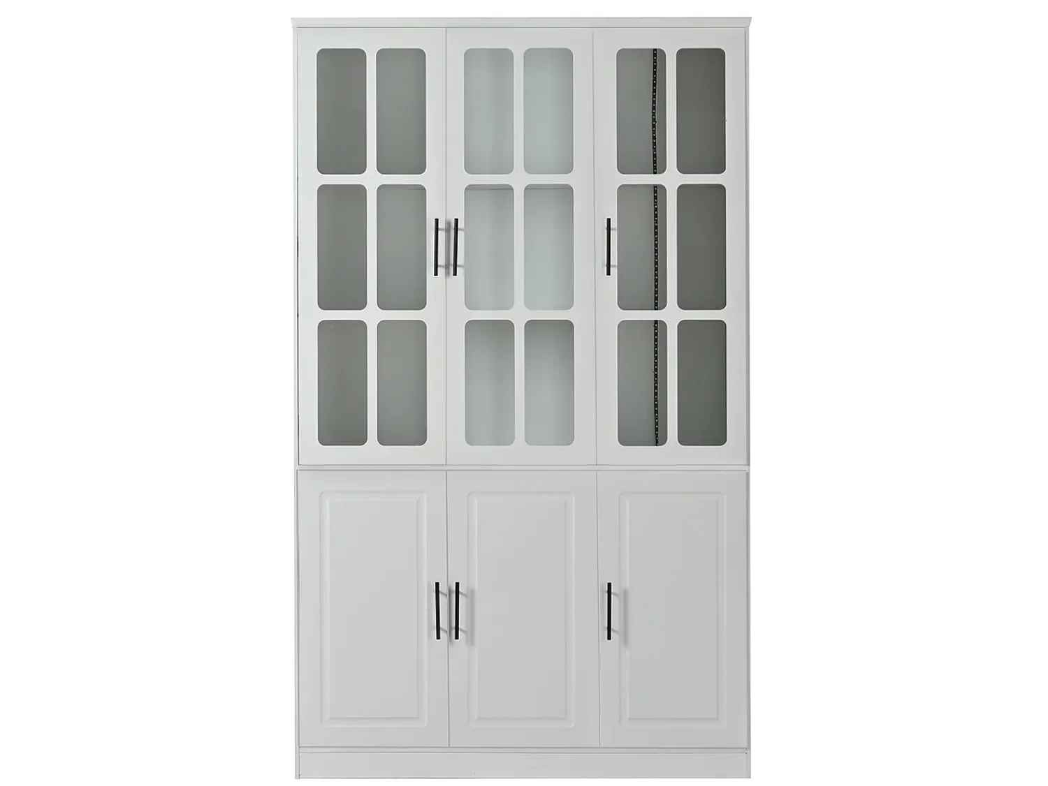 Vitrina*ModernLuxe Vitrina 121,5x41x200 cm - con iluminação LED - 6 portas - prateleiras ajustáveis - MDF - Branco