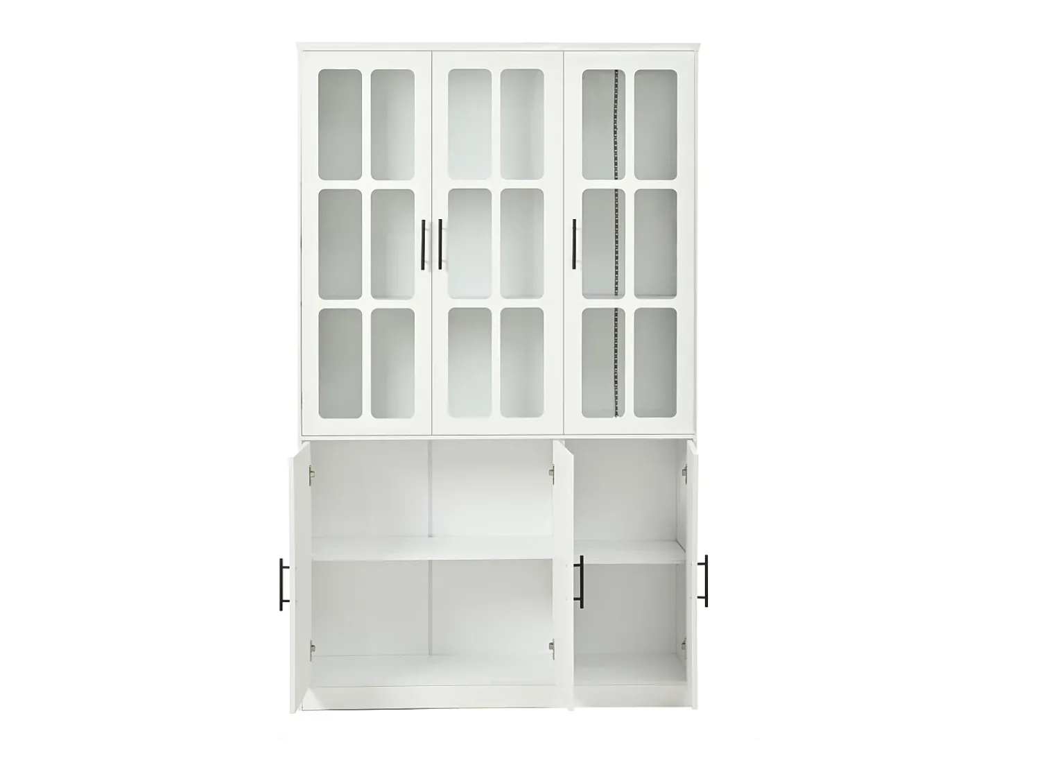 Vitrina*ModernLuxe Vitrina 121,5x41x200 cm - con iluminação LED - 6 portas - prateleiras ajustáveis - MDF - Branco