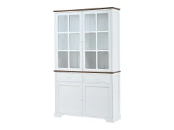 Vitrina*ModernLuxe Vitrina 120x36,5x200 cm - con iluminação LED - 2 gavetas e 4 portas - MDF - Branco