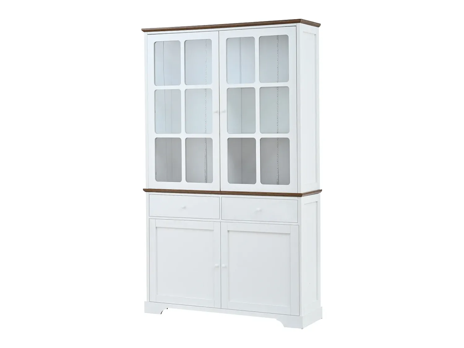 Vitrina*ModernLuxe Vitrina 120x36,5x200 cm - con iluminação LED - 2 gavetas e 4 portas - MDF - Branco