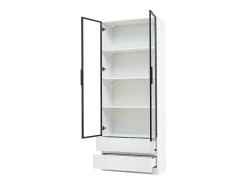 ModernLuxe Vitrina 80x34x200 cm - con iluminação LED - con 2 portas e 2 gavetas - Acabamento brilhante -^ Vitrina