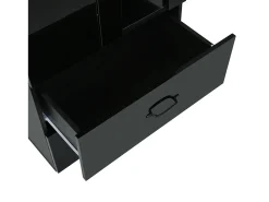 Clearance ModernLuxe Vitrina 60x35x182 cm con iluminação LED - 2 portas e 2 gavetas - Portas de vidro - Painéis de partículas - Preto
