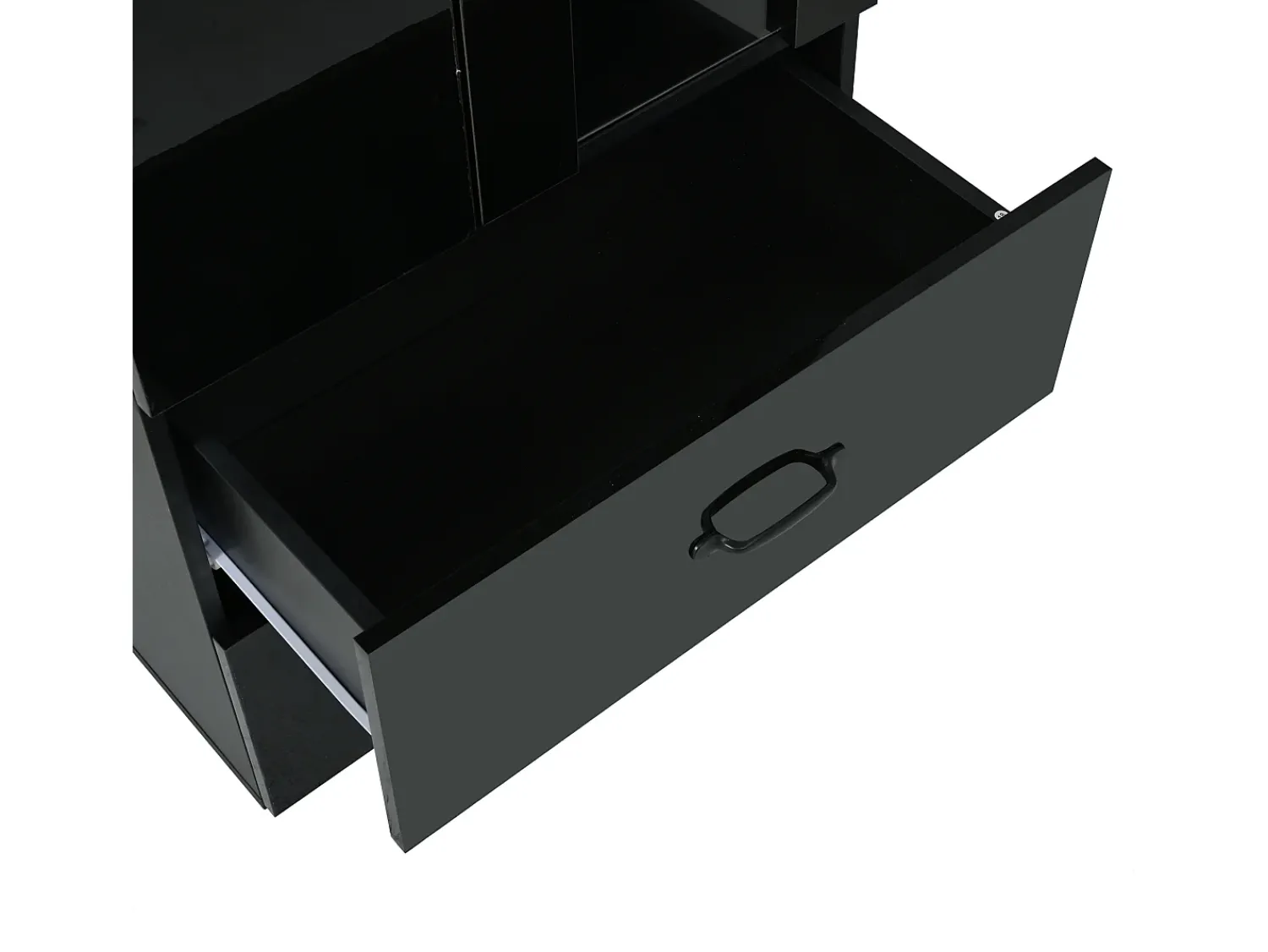 Clearance ModernLuxe Vitrina 60x35x182 cm con iluminação LED - 2 portas e 2 gavetas - Portas de vidro - Painéis de partículas - Preto