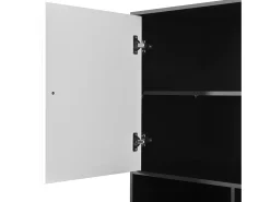 New ModernLuxe Vitrina 80x40x185cm - con iluminação LED - con 4 portas e 3 compartimentos de armazenamento abertos - Branco + Preto Preto / Branco