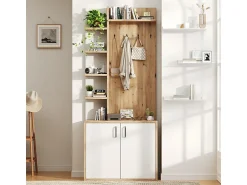 Vitrina*DripeX Vitrine - 5 prateleiras e 2 portas - com cabides - carga máx 80kg - painel de partículas - 75x33x180cm Natural claro