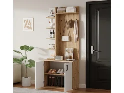 Vitrina*DripeX Vitrine - 5 prateleiras e 2 portas - com cabides - carga máx 80kg - painel de partículas - 75x33x180cm Natural claro