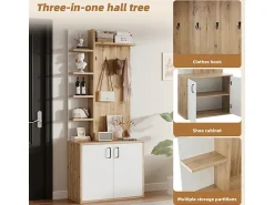 Vitrina*DripeX Vitrine - 5 prateleiras e 2 portas - com cabides - carga máx 80kg - painel de partículas - 75x33x180cm Natural claro