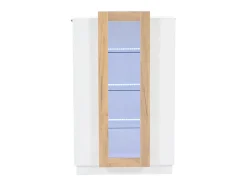 Vitrina|ModernLuxe Vitrine 74×40×120 cm - com 3 portas - com iluminação LED - com prateleiras de vidro - + natural Branco