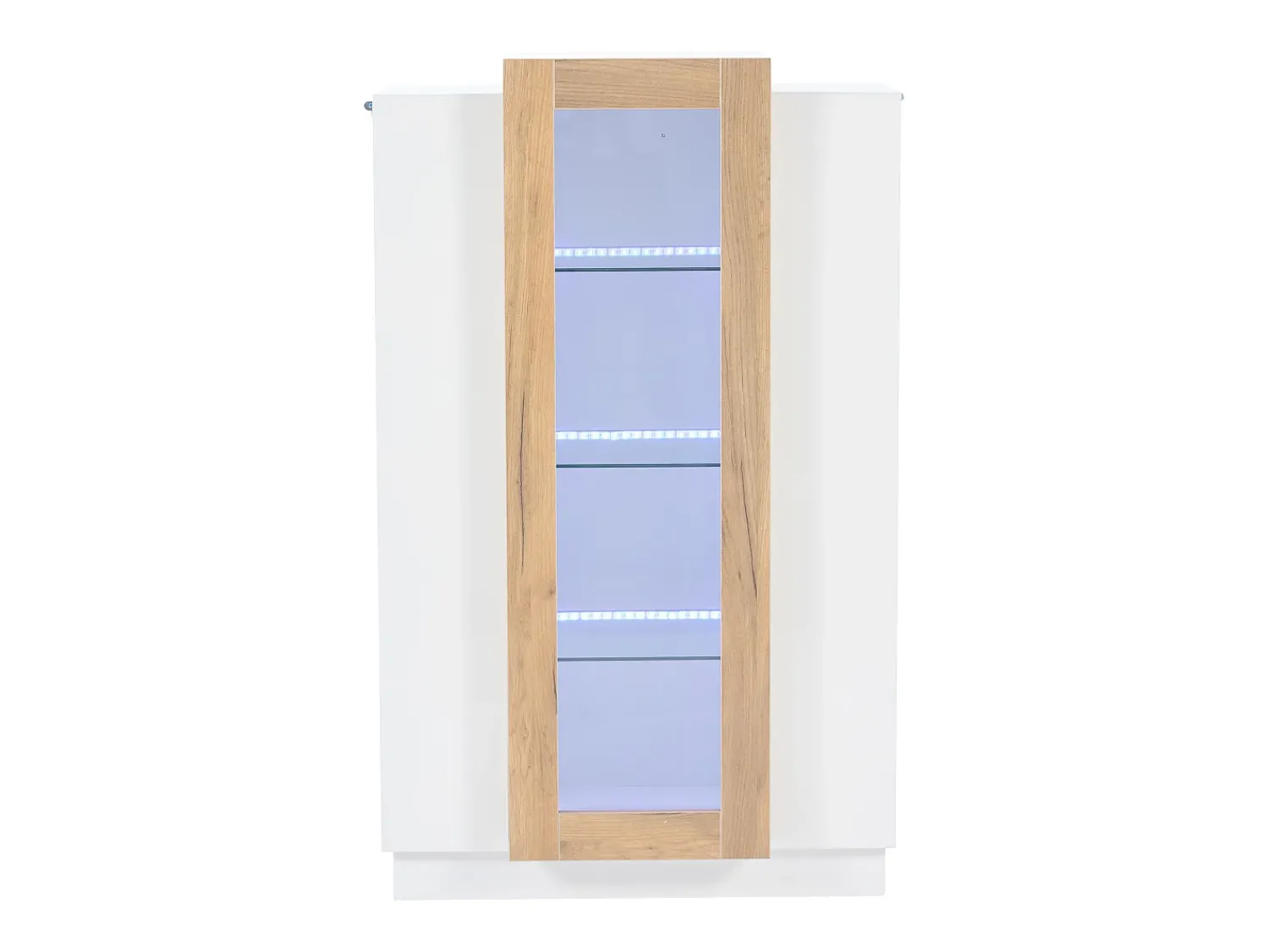 Vitrina|ModernLuxe Vitrine 74×40×120 cm - com 3 portas - com iluminação LED - com prateleiras de vidro - + natural Branco