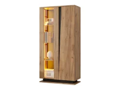 Best ModernLuxe Vitrine 80×35×160 cm - com 2 portas - iluminação LED - portas de acrílico - painel de partículas - natural Natural claro