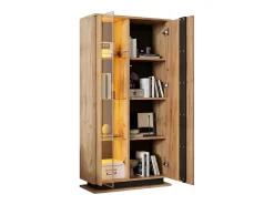 Best ModernLuxe Vitrine 80×35×160 cm - com 2 portas - iluminação LED - portas de acrílico - painel de partículas - natural Natural claro