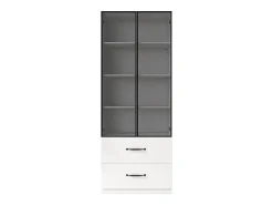 ModernLuxe Vitrine 60×40×160 cm - com iluminação LED - 2 portas de vidro e 2 gavetas - estrutura em alumínio -^ Vitrina