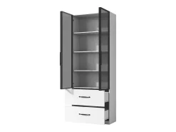 ModernLuxe Vitrine 60×40×160 cm - com iluminação LED - 2 portas de vidro e 2 gavetas - estrutura em alumínio -^ Vitrina