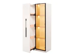 Vitrina*ModernLuxe Vitrine 70×40×160 cm - com porta de vidro temperado - 1 porta e 1 gaveta lateral - com iluminação LED - Branco