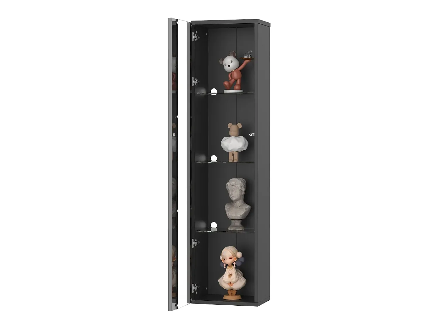 ModernLuxe Vitrine 40×29×170 cm - iluminação LED multicolor com controle remoto - divisórias de vidro -^ Vitrina