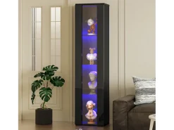 ModernLuxe Vitrine 40×29×170 cm - iluminação LED multicolor com controle remoto - divisórias de vidro -^ Vitrina