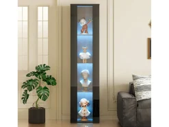 ModernLuxe Vitrine 40×29×170 cm - iluminação LED multicolor com controle remoto - divisórias de vidro -^ Vitrina
