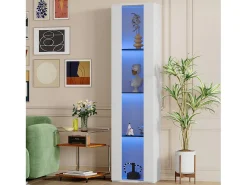Hot ModernLuxe Vitrine 40×29×170 cm - iluminação LED multicolor com controle remoto - divisórias de vidro - Branco