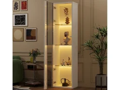 Hot ModernLuxe Vitrine 40×29×170 cm - iluminação LED multicolor com controle remoto - divisórias de vidro - Branco
