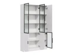 Vitrina|ModernLuxe Vitrine 120×35×200 cm - portas envidraçadas - 6 portas - com iluminação LED - painel de partículas + vidro temperado - Branco
