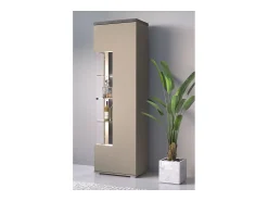 Vitrina|Meublorama Vitrine 1 porta coleção NESS – Acabamento Congo & Antracite – 10 nichos de armazenamento – Sem LED Bege