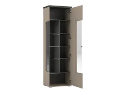 Vitrina|Meublorama Vitrine 1 porta coleção NESS – Acabamento Congo & Antracite – 10 nichos de armazenamento – Sem LED Bege