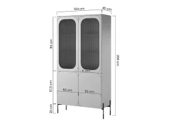 Vitrine 2 portas com pé metálico oliva 104x200 cm^ Vitrina
