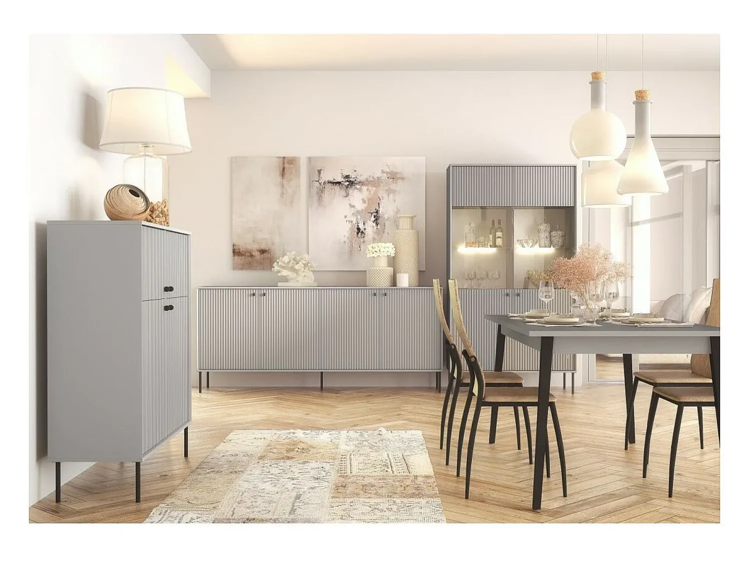 Vitrina*Meublorama Vitrine 2 Portes - Collection ISIS coloris gris Cinzento