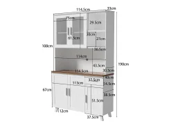 Best ModernLuxe Vitrine A 190 cm - 5 portas 1 gaveta 3 compartimentos - aglomerado - Branco