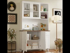 Best ModernLuxe Vitrine A 190 cm - 5 portas 1 gaveta 3 compartimentos - aglomerado - Branco