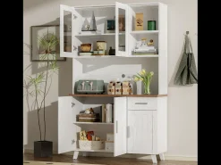 Best ModernLuxe Vitrine A 190 cm - 5 portas 1 gaveta 3 compartimentos - aglomerado - Branco