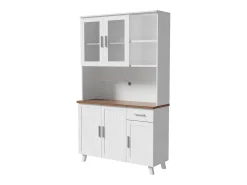 Best ModernLuxe Vitrine A 190 cm - 5 portas 1 gaveta 3 compartimentos - aglomerado - Branco