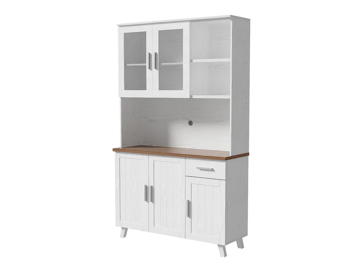 Best ModernLuxe Vitrine A 190 cm - 5 portas 1 gaveta 3 compartimentos - aglomerado - Branco