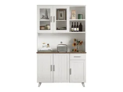 Best ModernLuxe Vitrine A 190 cm - 5 portas 1 gaveta 3 compartimentos - aglomerado - Branco