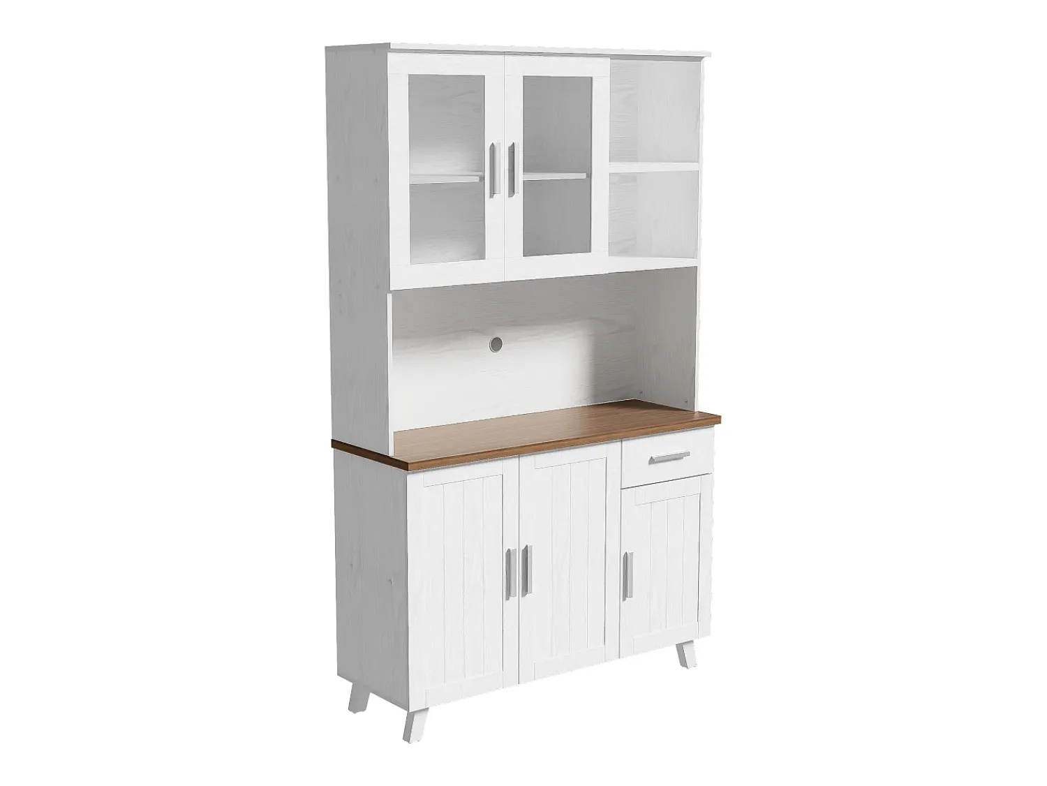 Best ModernLuxe Vitrine A 190 cm - 5 portas 1 gaveta 3 compartimentos - aglomerado - Branco