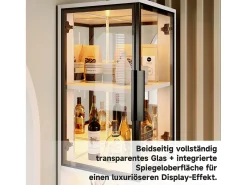 Vitrina|Merax Vitrine alta - 42 x 44 x 205 cm - com LEDs + porta de vidro + painel traseiro espelhado - aglomerado - branca Branco